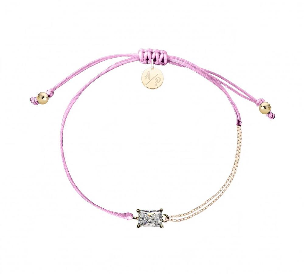NEW ADRIANA PAPPAS women's cz emerald cut bracelet on colored cord in orchid